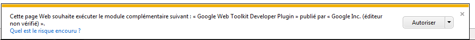 The “Development Mode” requires the installation the “Google Web Toolkit Developer Plugin”: ….in Internet Exporer: